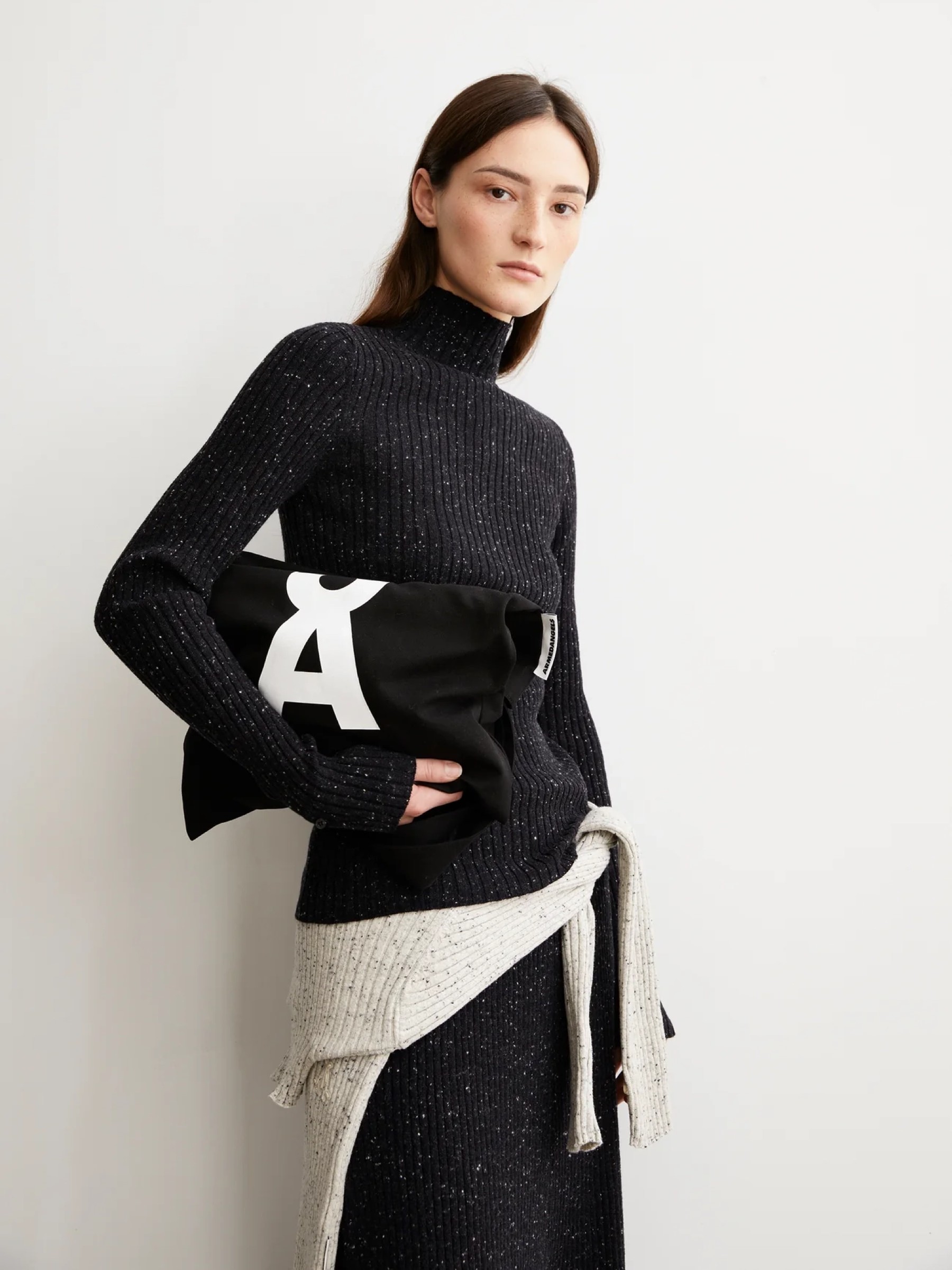 Longsleeve Alaania Tweed black-oatmilk Armedangels