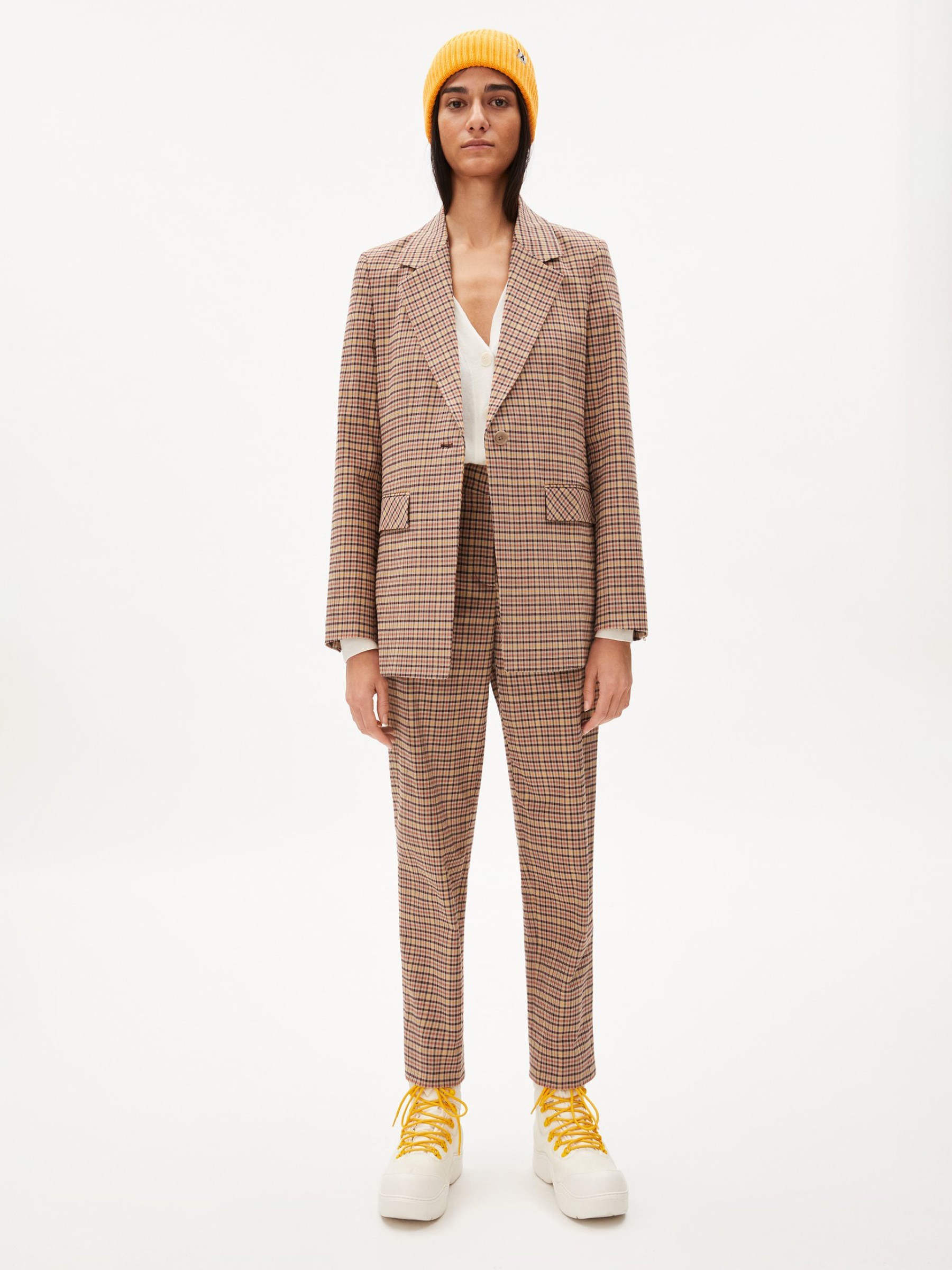 Blazer Andreaa Tartan kitt fudge Armedangels