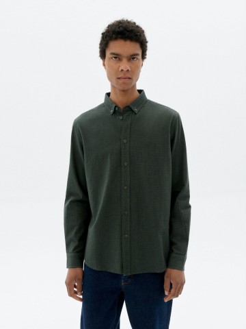 Hemd Ant Shirt dark eucaliptus microchecks Thinking Mu