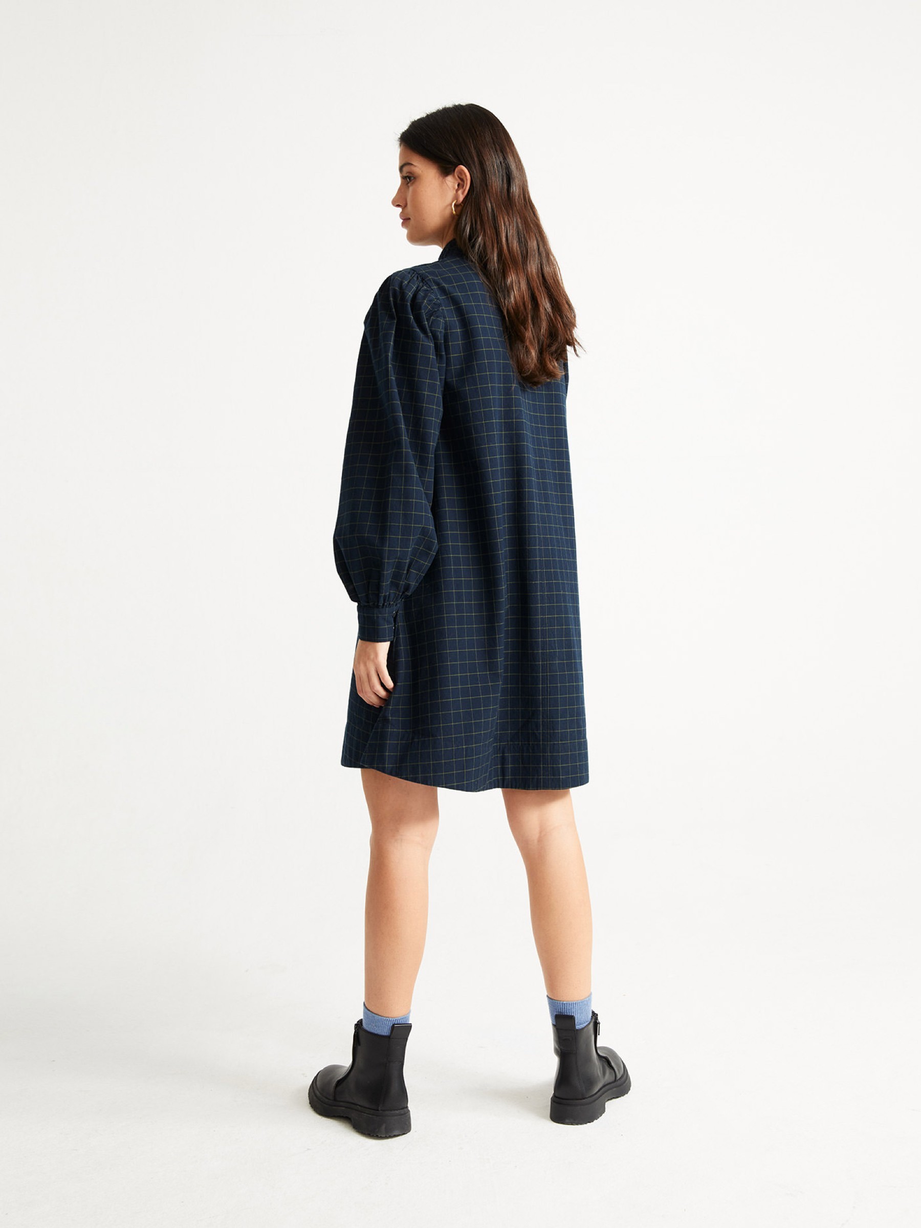 Kleid Flora Dress navy checks Thinking Mu