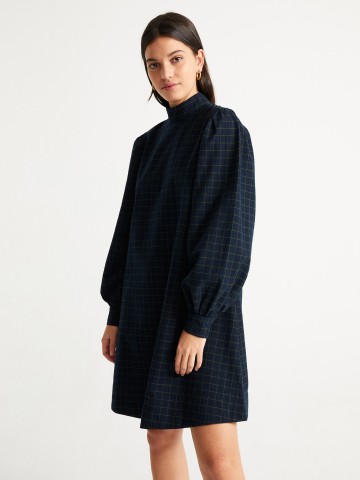 Kleid Flora Dress navy checks Thinking Mu