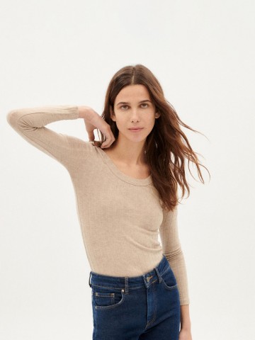 Longsleeve Trash Casilda Top taupe Thinking Mu