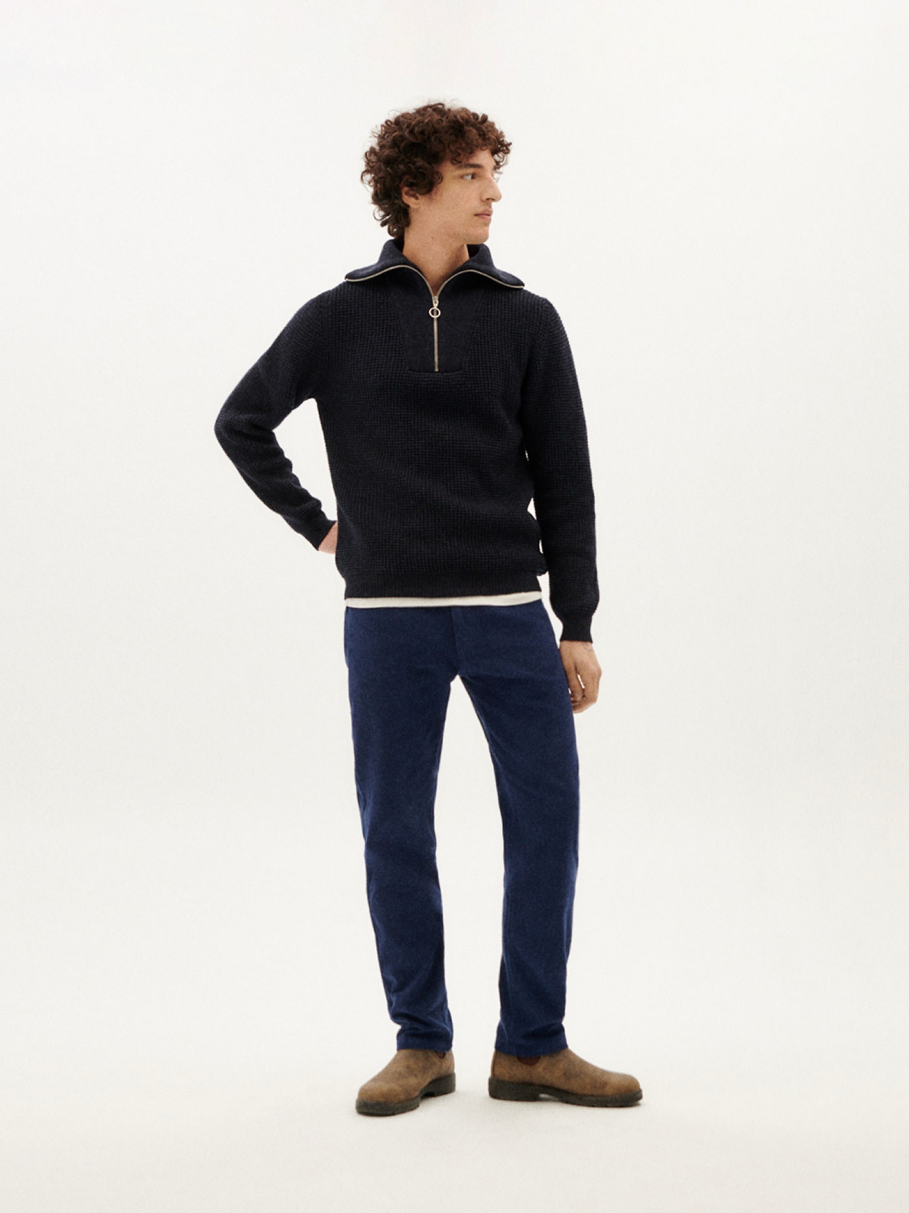 Pullover Helio Knitted Sweater navy Thinking Mu