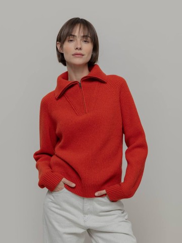 Pullover Annalisa Women Wool Sweater orange corallo Rifo Pullover Annalisa Women Wool Sweater orange corallo Rifo