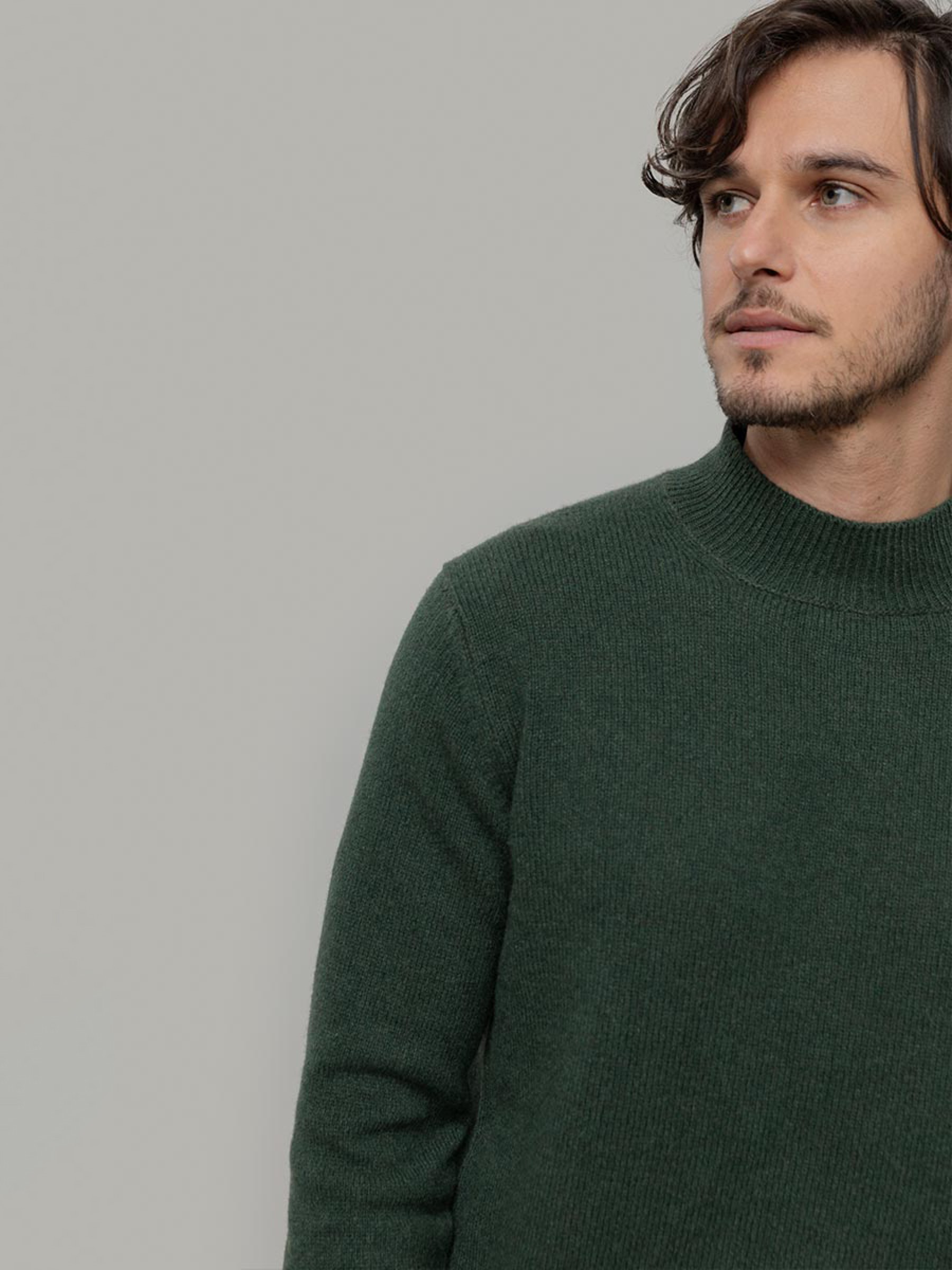 Pullover Clemente Man's Recycled Cashmere Sweater verde muschio