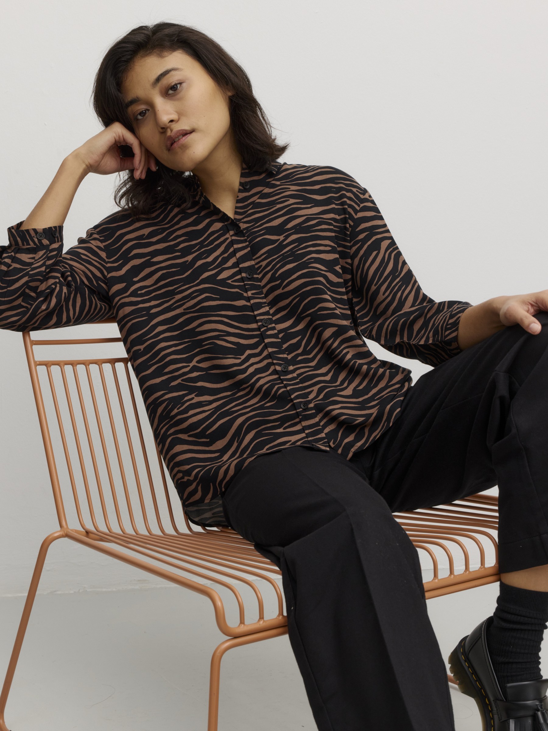 Bluse Cypress Zebra cognac brown Recolution