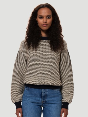 Pullover Fay Structure Knit navy offwhite Nudie Jeans