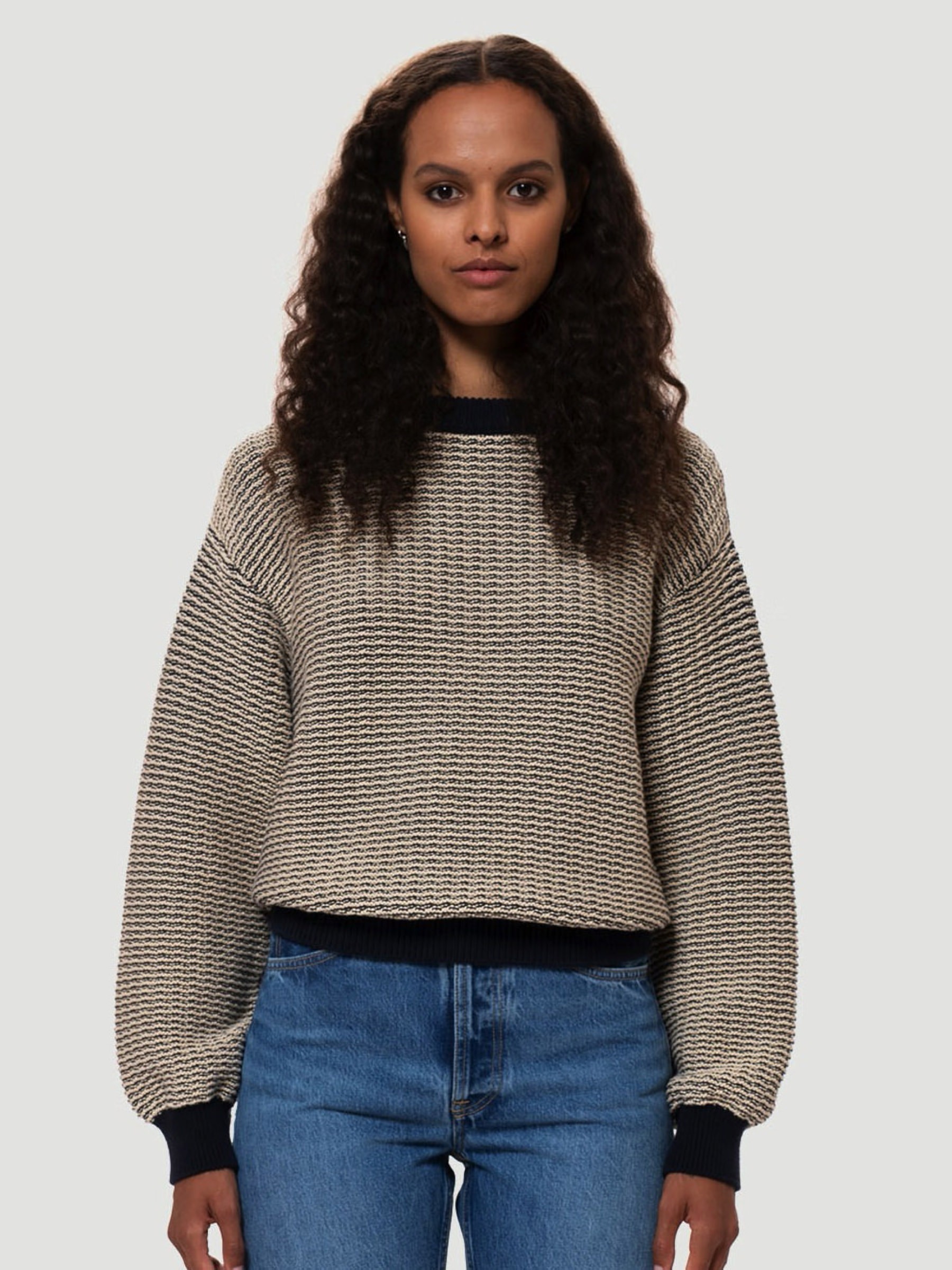 Pullover Fay Structure Knit navy offwhite Nudie Jeans