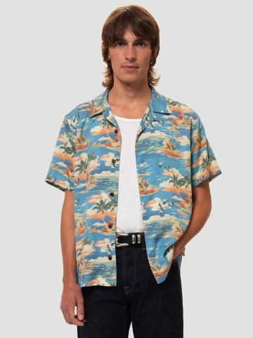 Hemd Arvid Hawaii azure Nudie Jeans