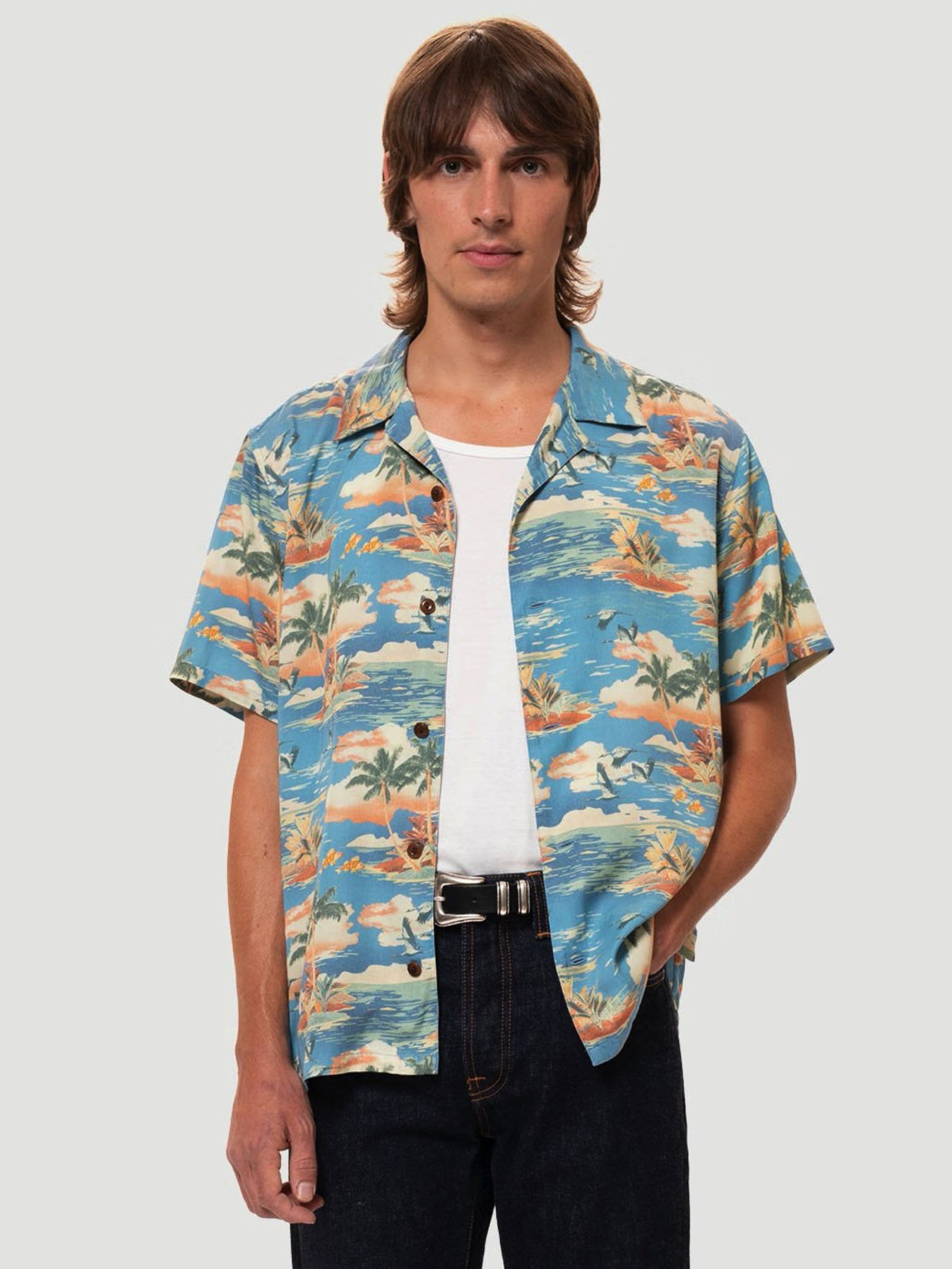 Hemd Arvid Hawaii azure Nudie Jeans