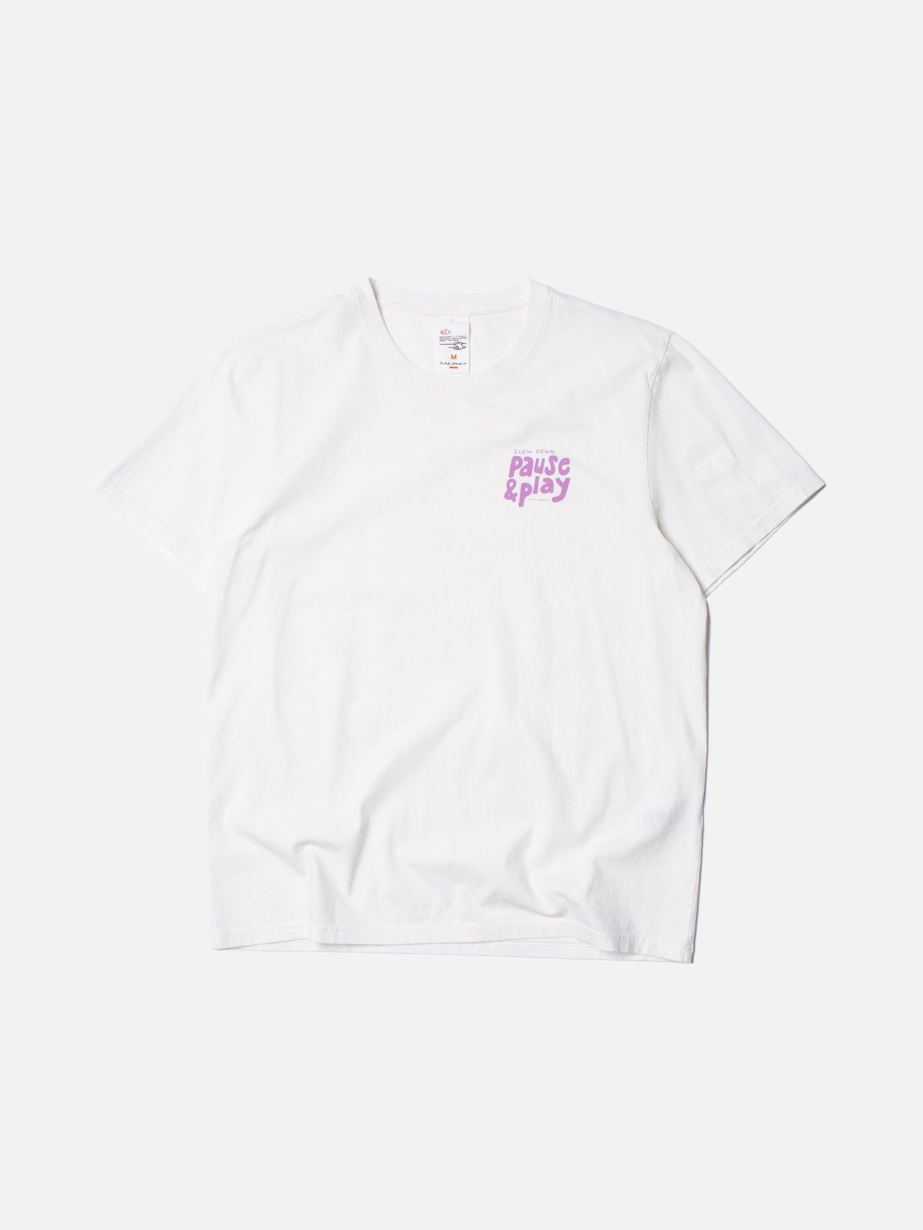 T-Shirt Roy Pause And Play chalk white Nudie Jeans