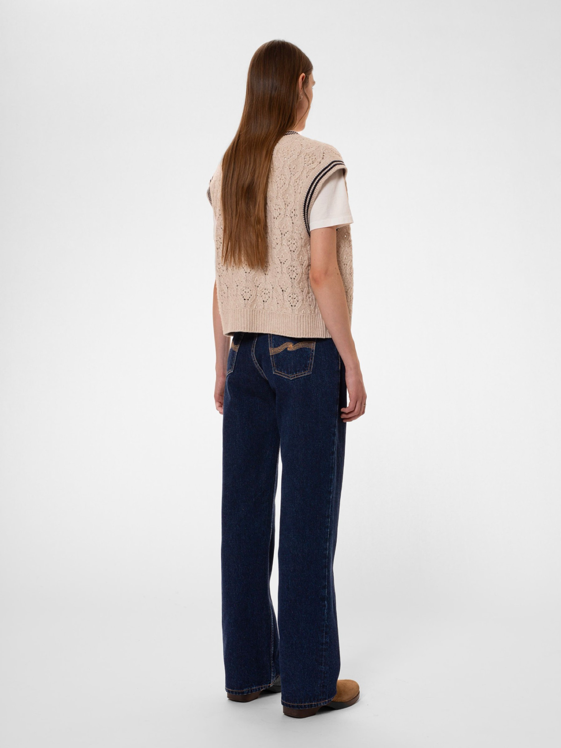 Strickweste Kim Pointelle Knit Vest oat Nudie Jeans