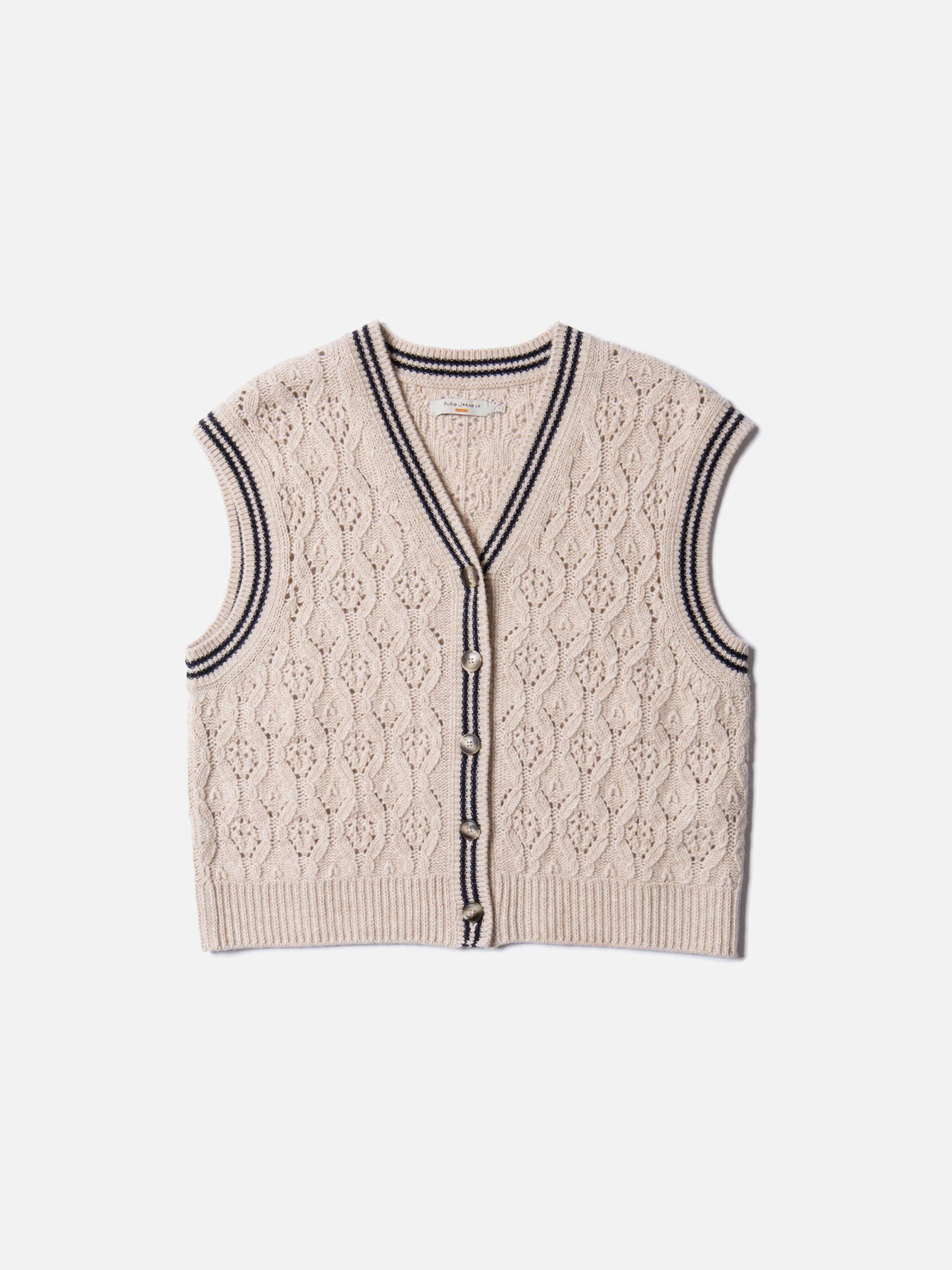 Strickweste Kim Pointelle Knit Vest oat Nudie Jeans