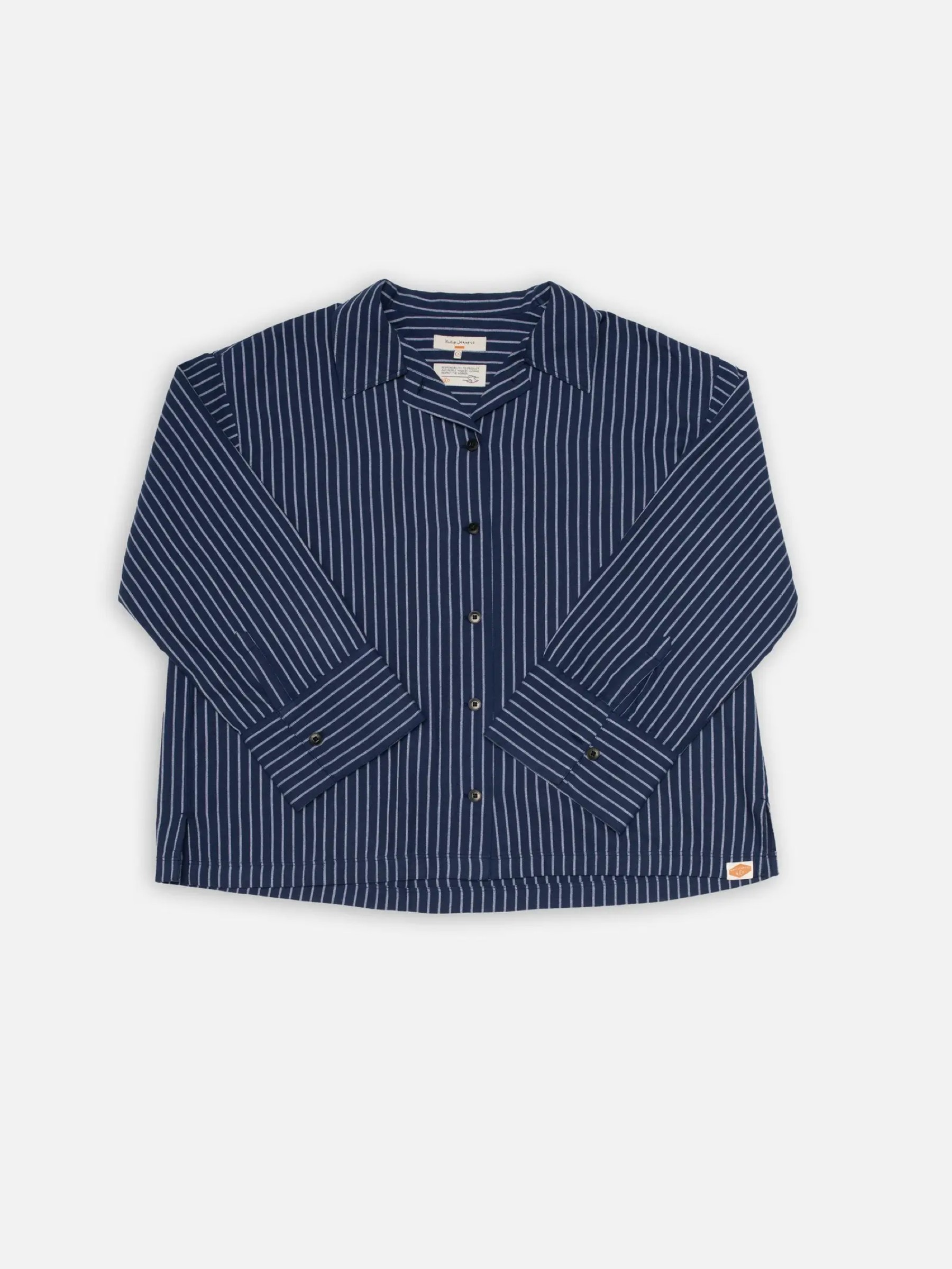 Bluse Jutta Striped Cotton Shirt blue Nudie Jeans