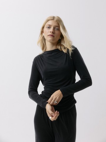 Longsleeve Cupro Draped Long Sleeve graphite Moya Kala