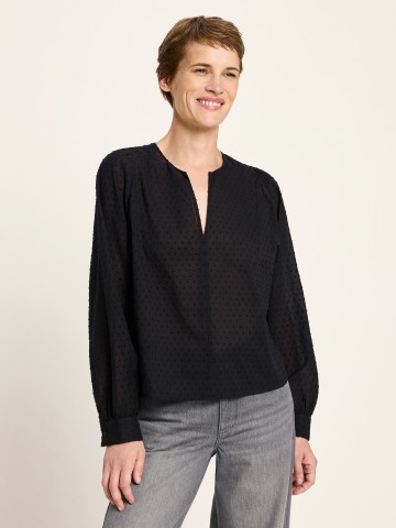 Strukturbluse OCS mit Kräuseln black Lanius