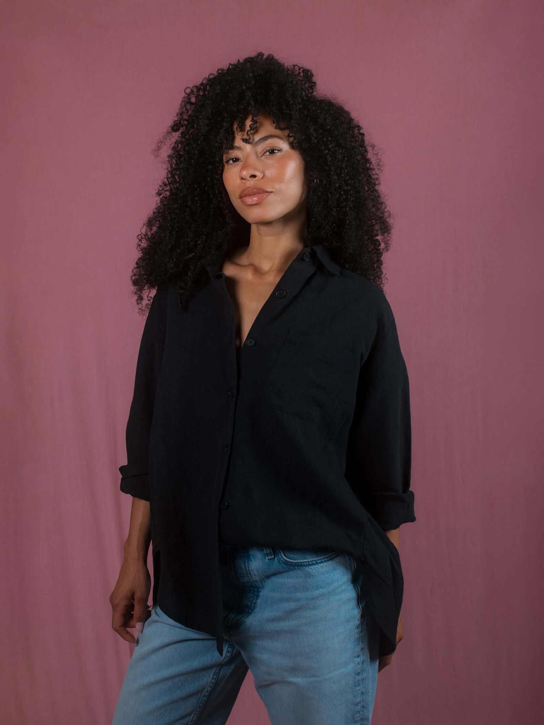 Bluse Wide Shirt black Cossac