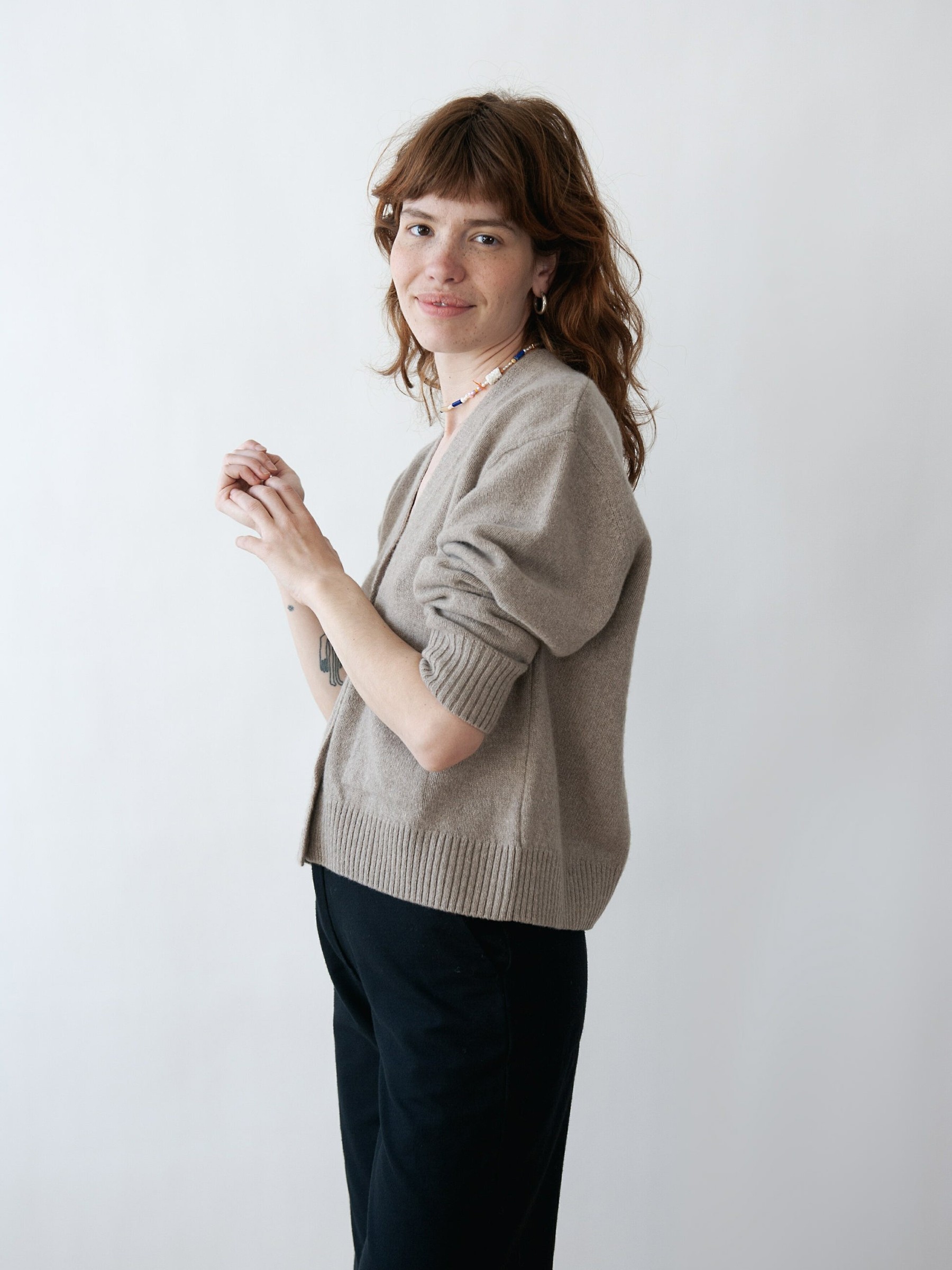 Strickjacke Giorgia Cardigan Rec Cashmere greige Jungle Folk