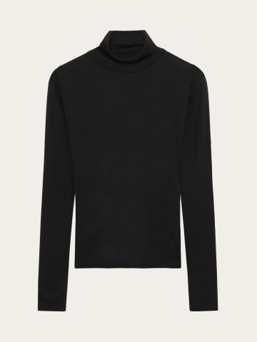 Longsleeve Wool Long Sleeve T-Shirt black jet Knowledge Cotton Apparel