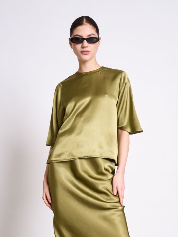 Bluse Silky Shirt Namora woody olive Jan 'n June