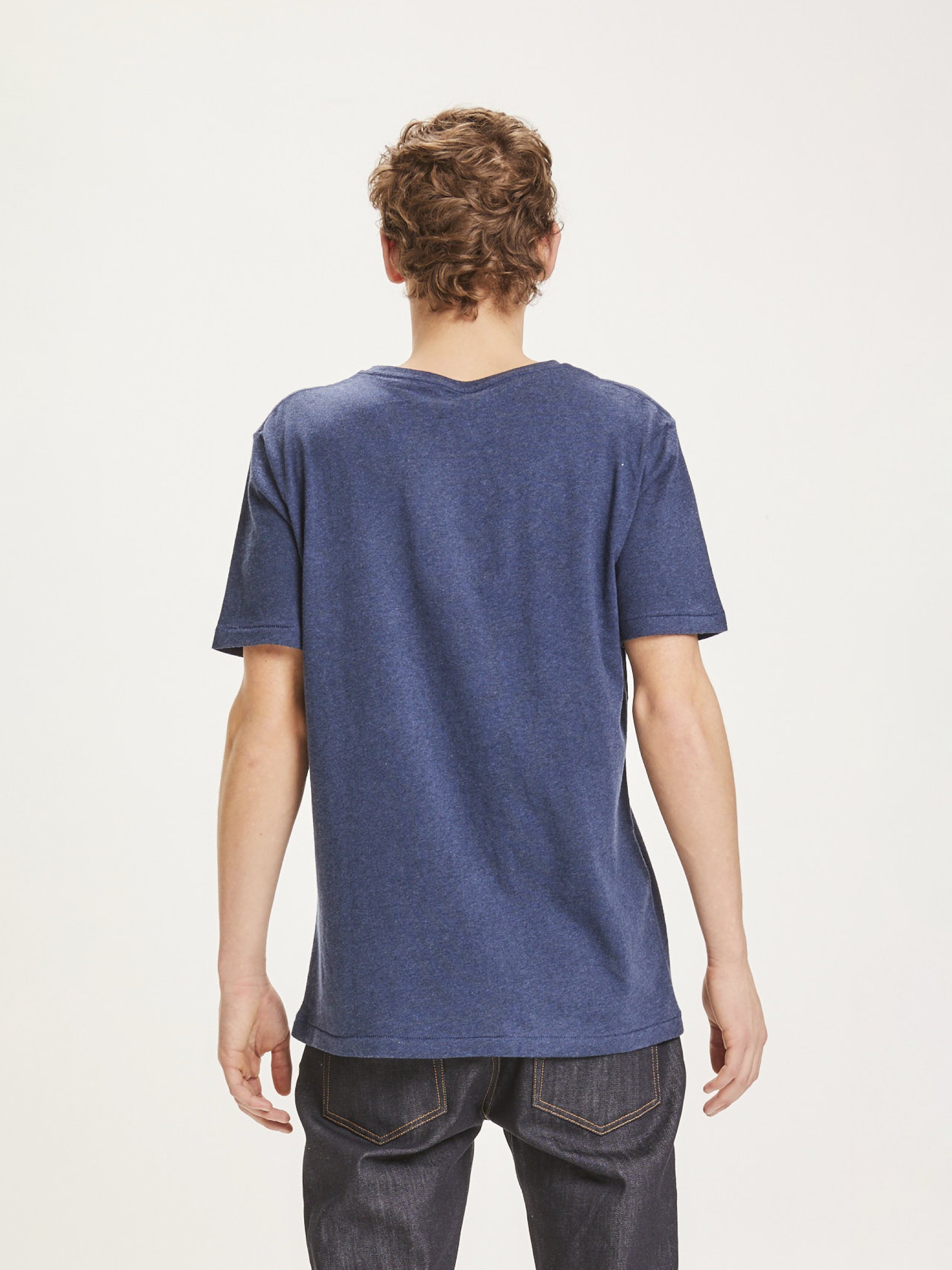 T-Shirt Alder Basic O-Neck insigna blue melange Knowledge Cotton Apparel