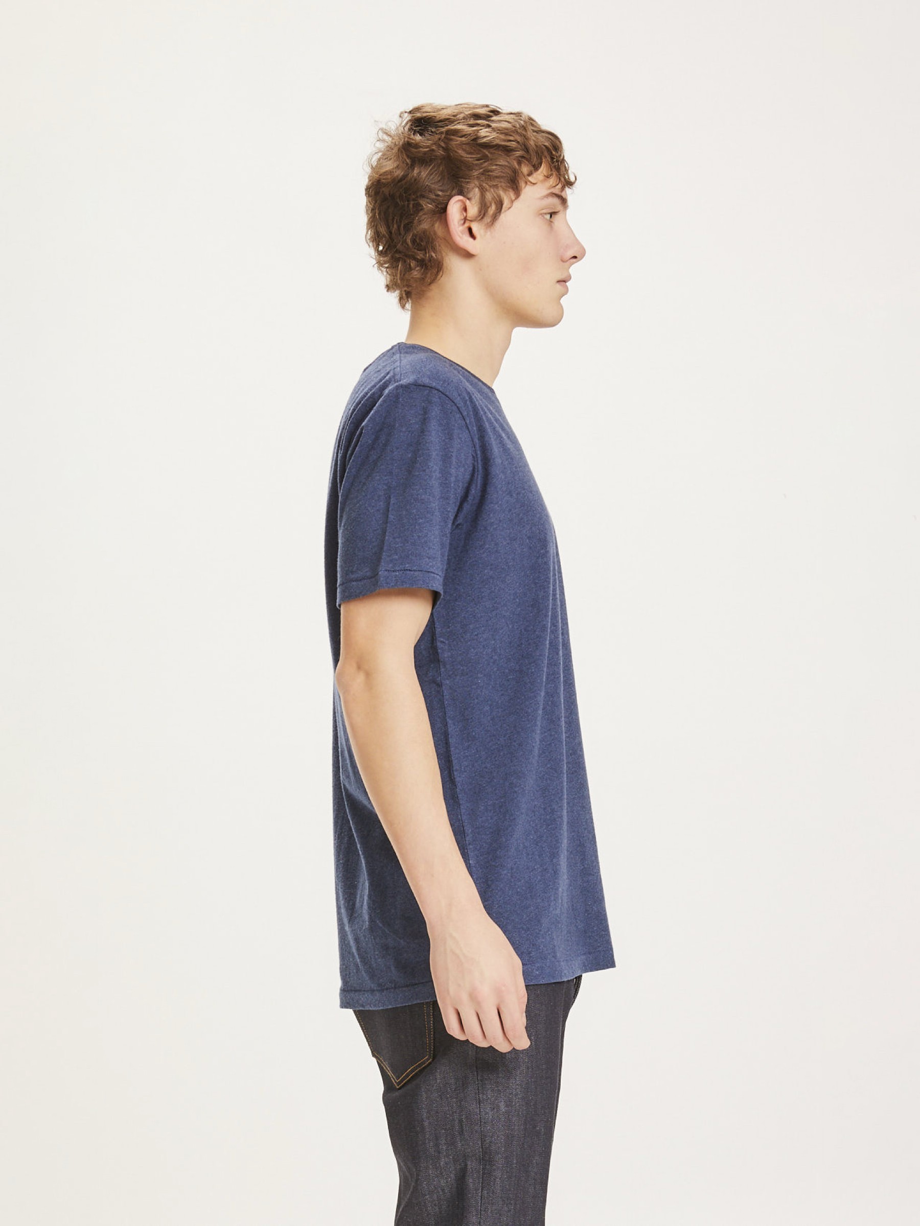 T-Shirt Alder Basic O-Neck insigna blue melange Knowledge Cotton Apparel