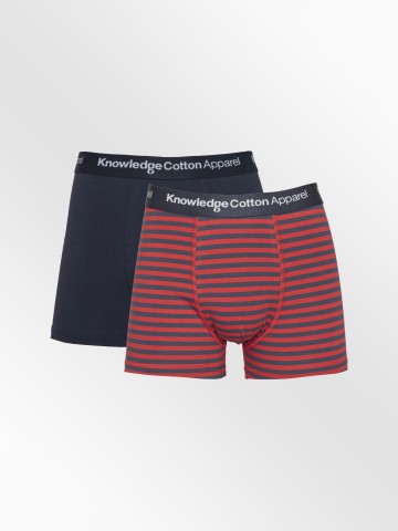 Unterhosen 2-Pack Striped Underwear pompeain red Knowledge Cotton Apparel Unterhosen 2-Pack Striped Underwear pompeain red Knowledge Cotton Apparel