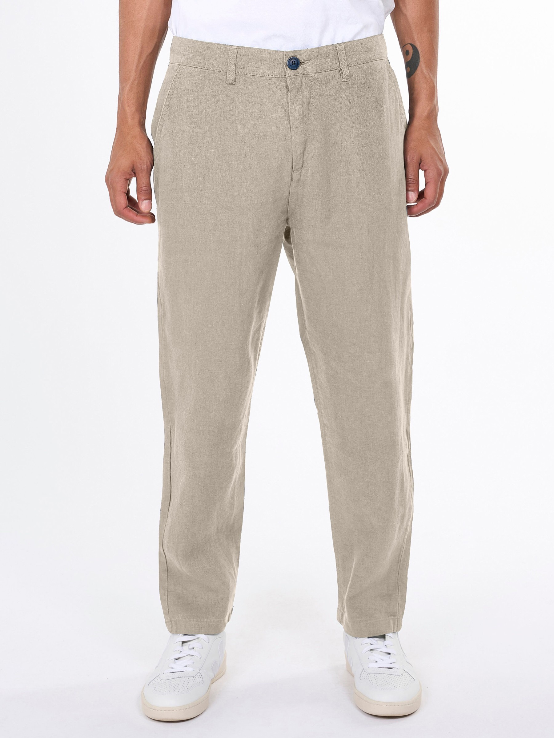 Hose Bob Loose Linen Pant light feather gray Knowledge Cotton Apparel