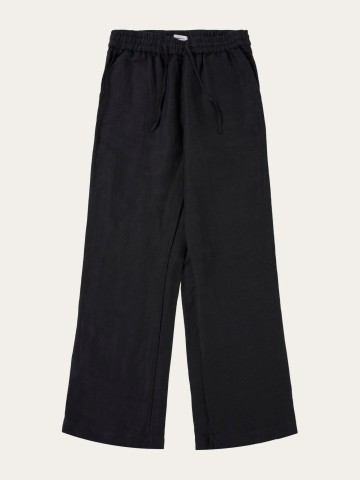 Hose Posey Linen Mix Elastic Waist Pants black jet Knowledge Cotton Apparel