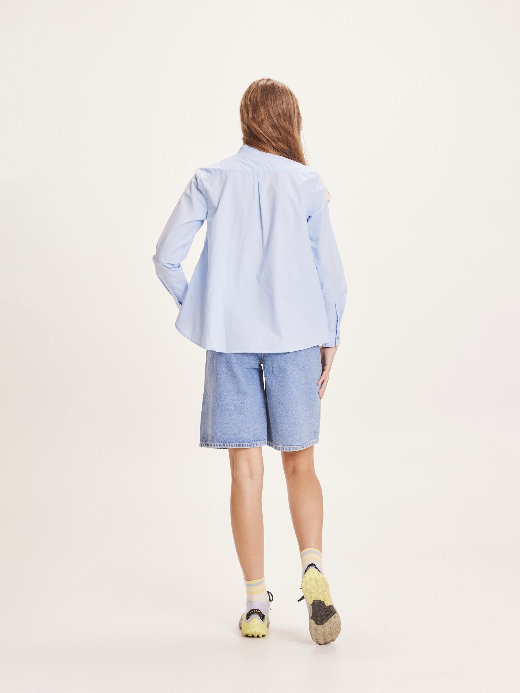 Kurze Hose Ally High Waist Bermuda Denim Shorts bleached stonewash Knowledge Cotton Apparel