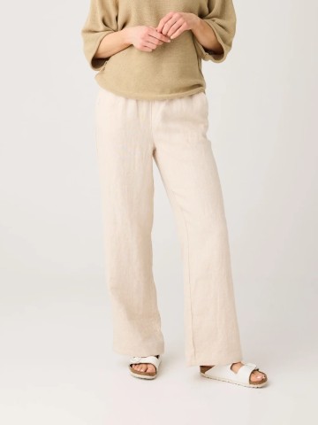Leinenhose Posey Wide Mid Rise Linen Pants light feather grey Knowledge Cotton Apparel