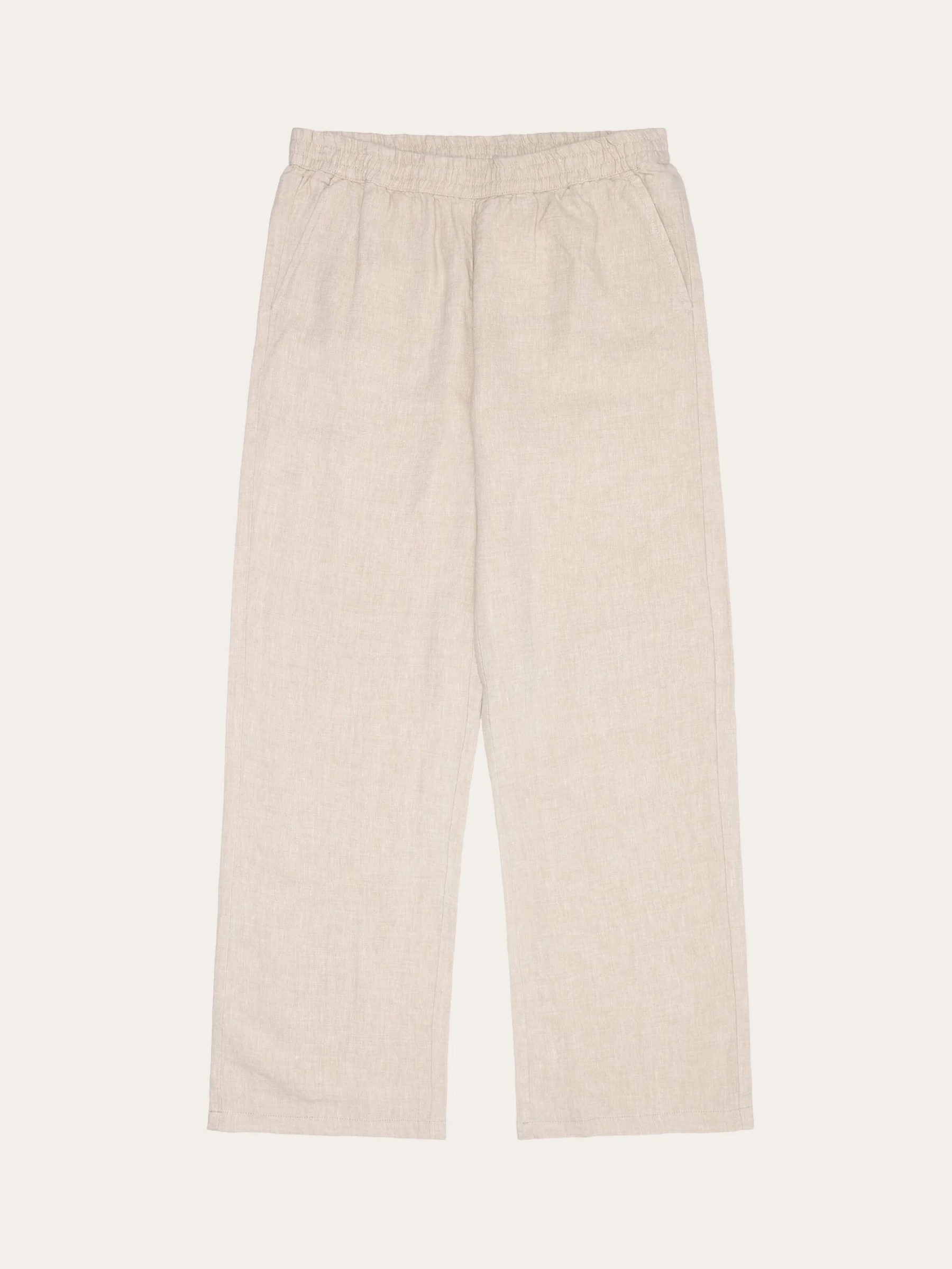 Leinenhose Posey Wide Mid Rise Linen Pants light feather grey Knowledge Cotton Apparel
