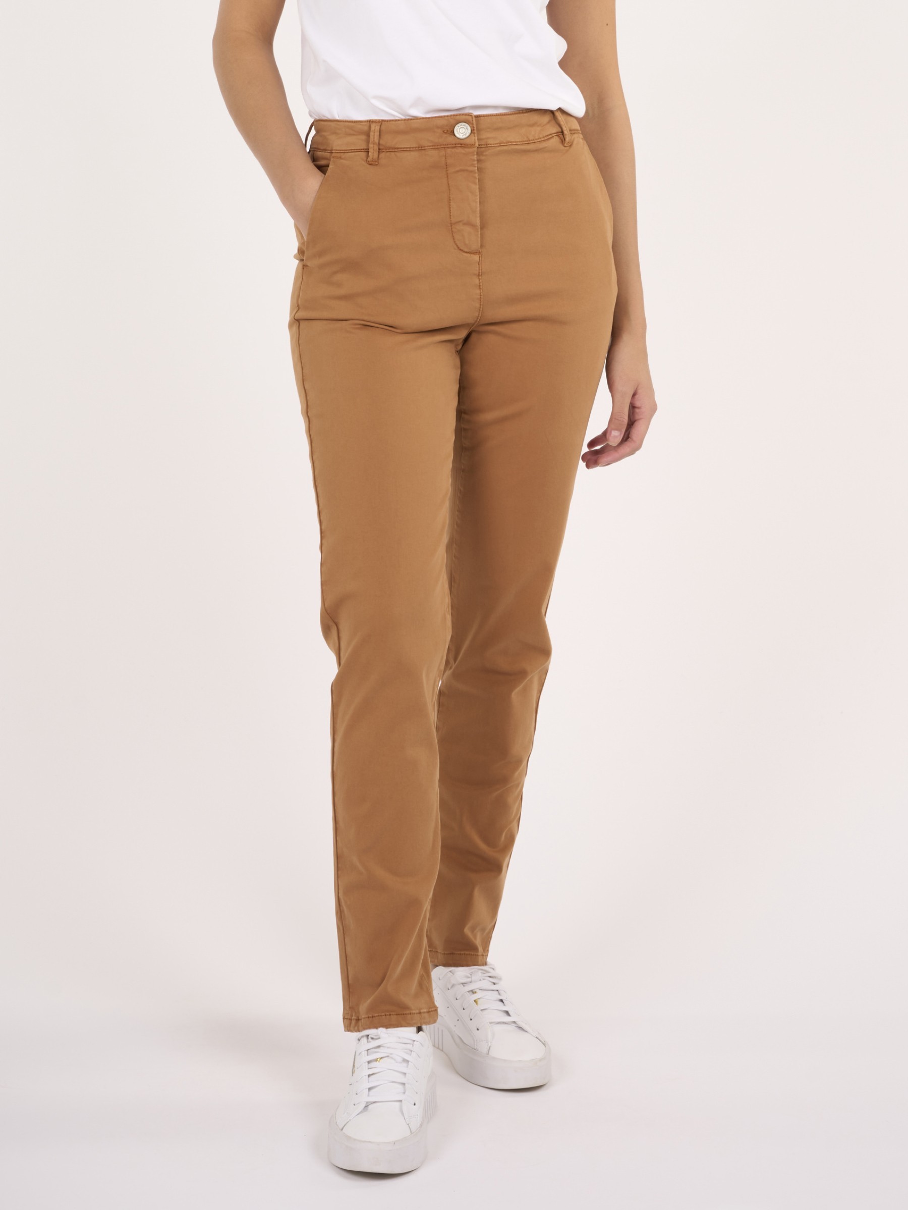 Hose Alma Slim Twill Chino brown sugar Knowledge Cotton Apparel