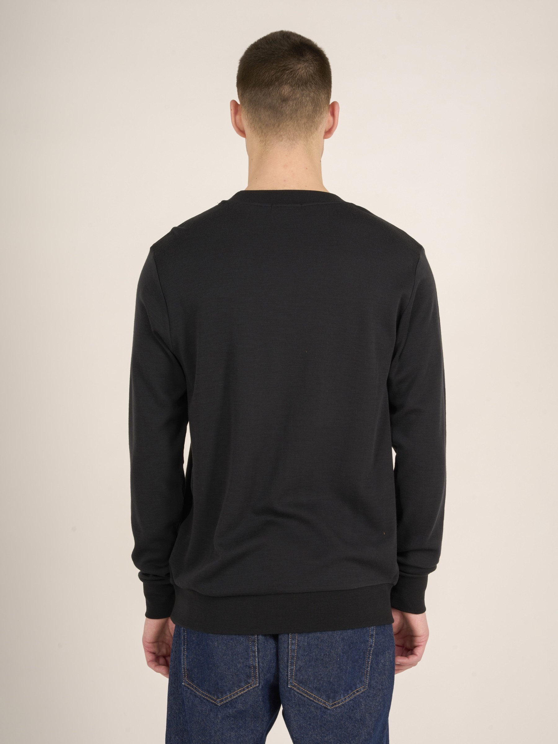 Pullover Merino Wool Crew Neck Sweat black jet Knowledge Cotton Apparel