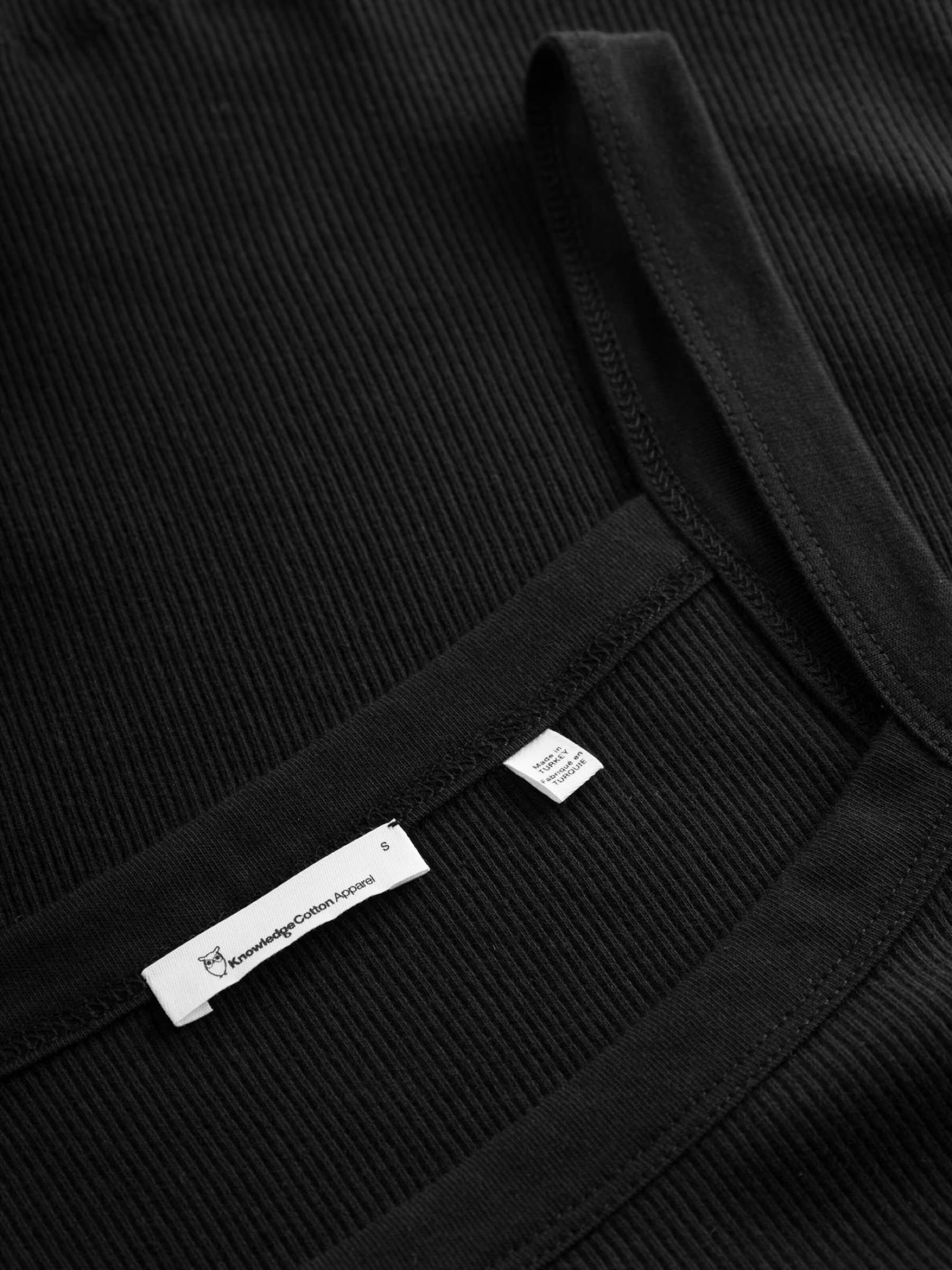 Rib Strap Top black jet Knowledge Cotton Apparel