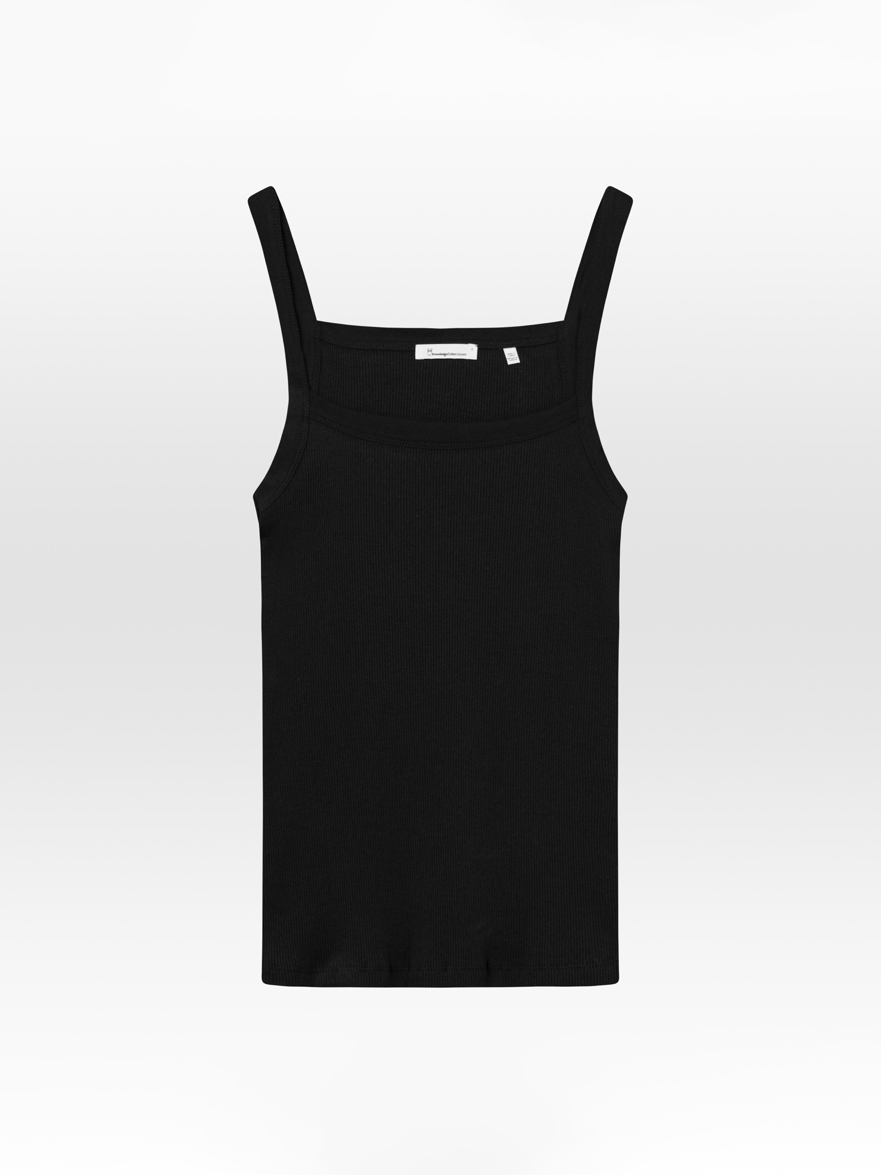 Rib Strap Top black jet Knowledge Cotton Apparel