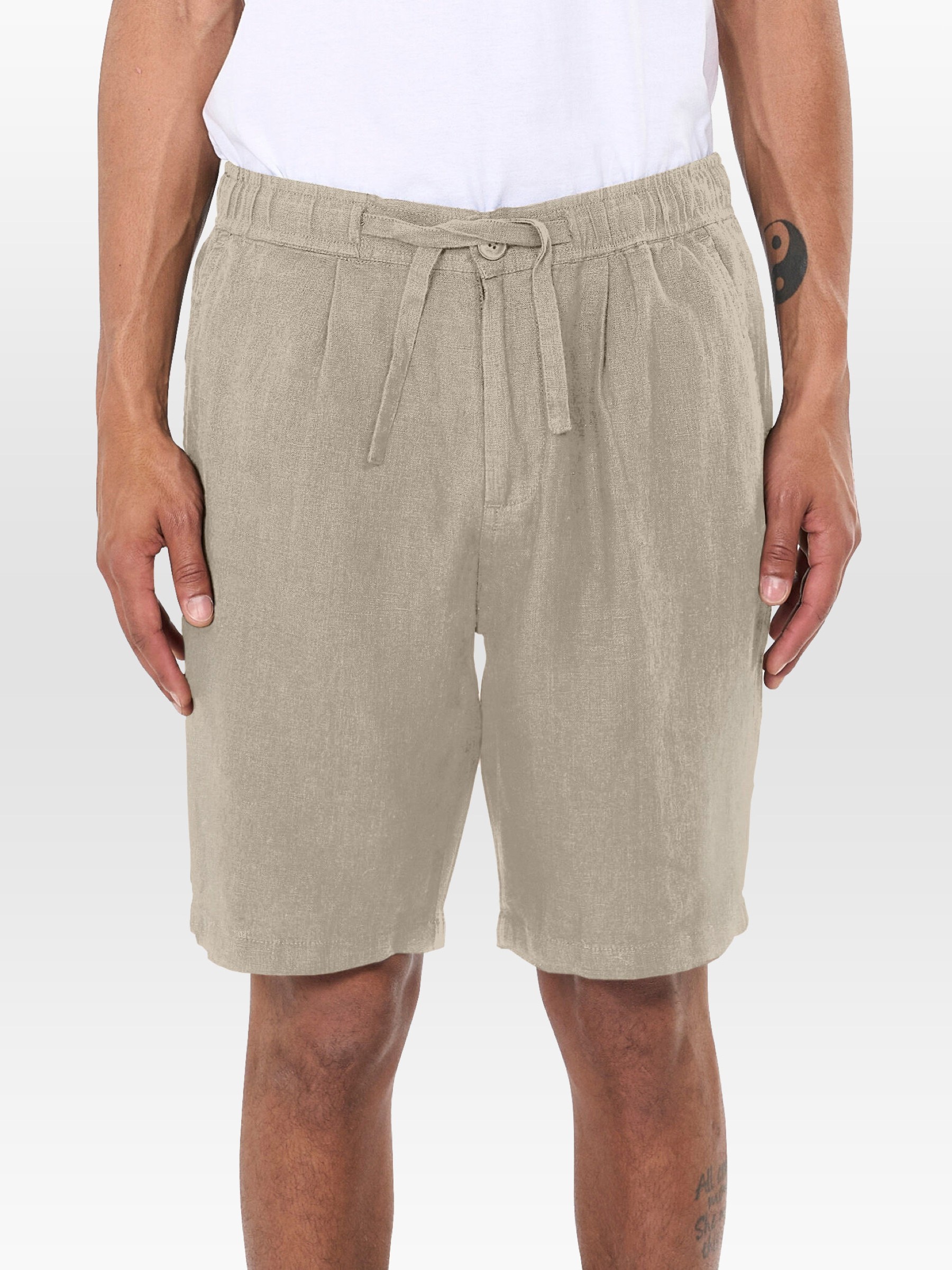 Kurze Hose Loose Linen Shorts light feather gray Knowledge Cotton Apparel