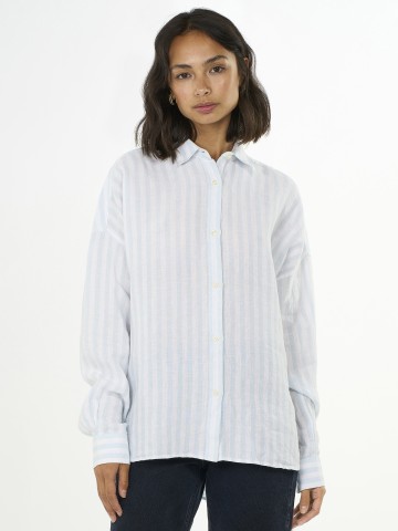 Bluse Linen Striped Loose A-Shape Shirt stripe Knowledge Cotton Apparel