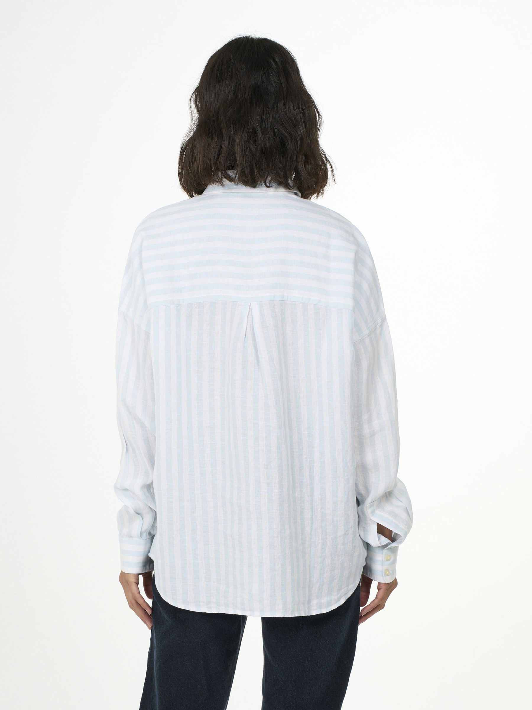 Bluse Linen Striped Loose A-Shape Shirt stripe Knowledge Cotton Apparel