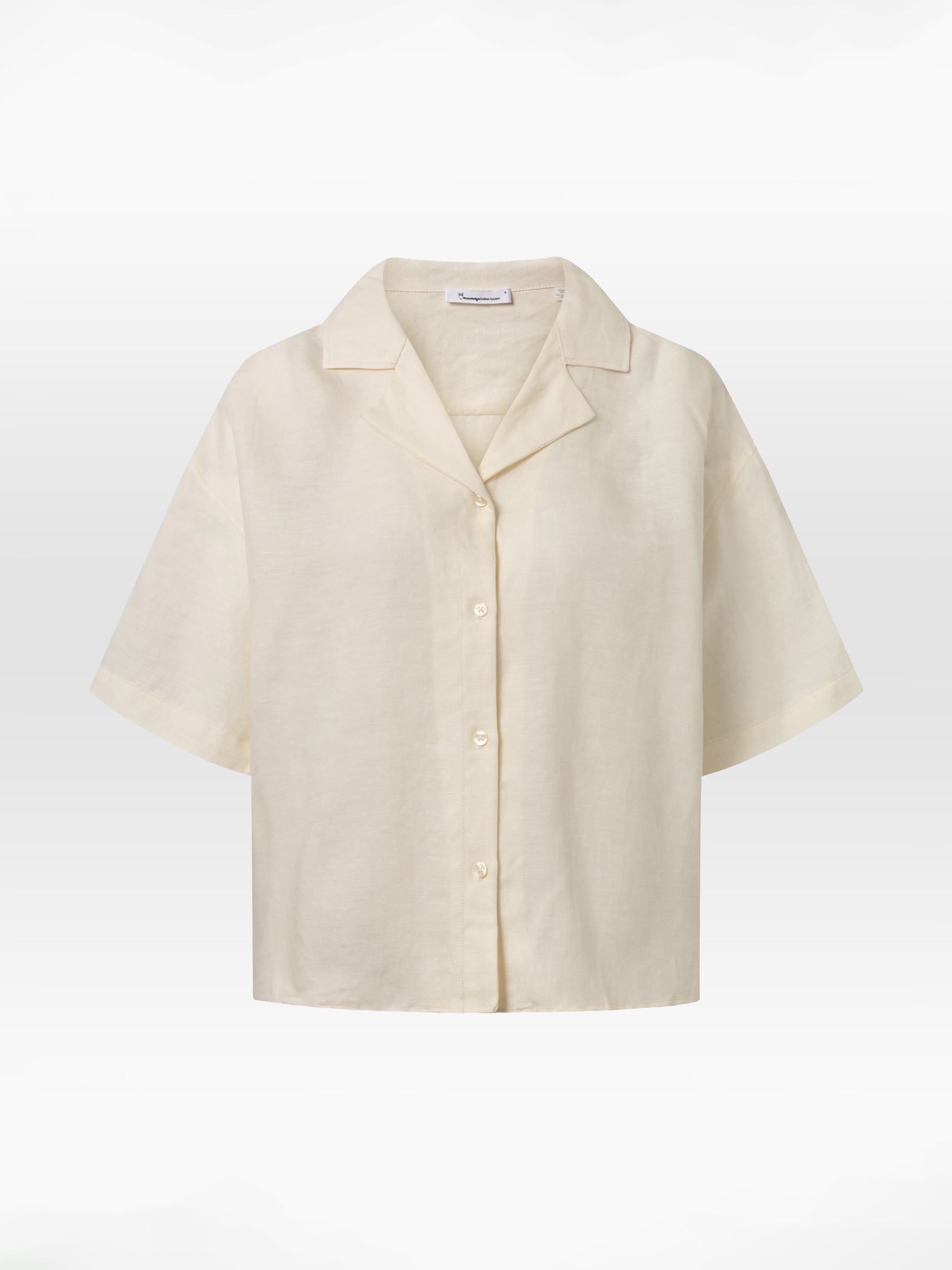 Bluse Loose Linen Mix Resort SS Shirt buttercream Knowledge Cotton Apparel