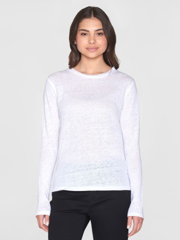 Long Sleeve Linen T-Shirt bright white Knowledge Cotton Apparel