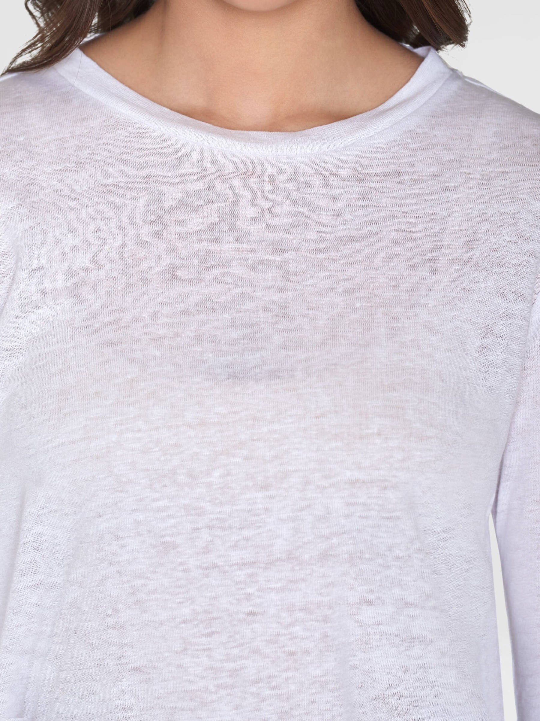 Long Sleeve Linen T-Shirt bright white Knowledge Cotton Apparel