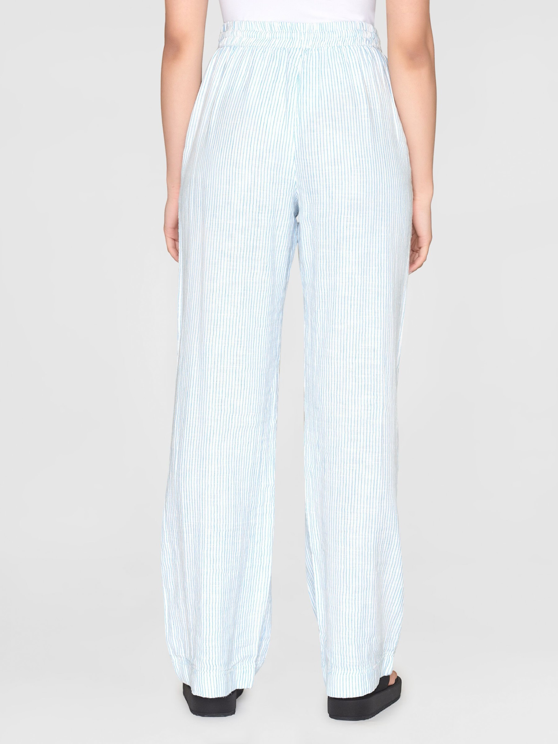 Hose Posey Wide Mid-Rise Double Faced Stripe Pants blue stripe Knowledge Cotton Apparel