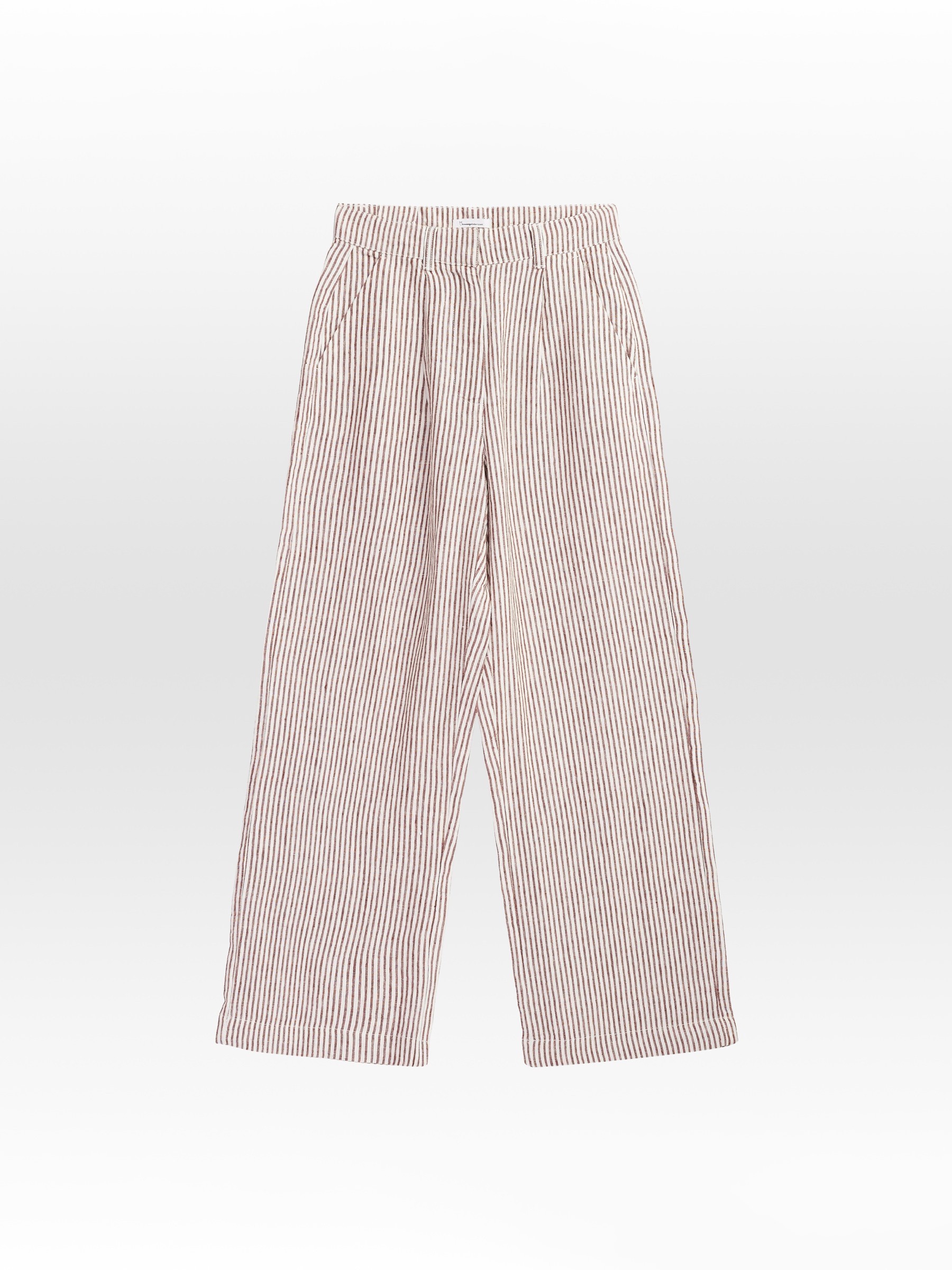 Hose Posey Wide Mid-Rise Striped Linen Pants brown stripe Knowledge Cotton Apparel