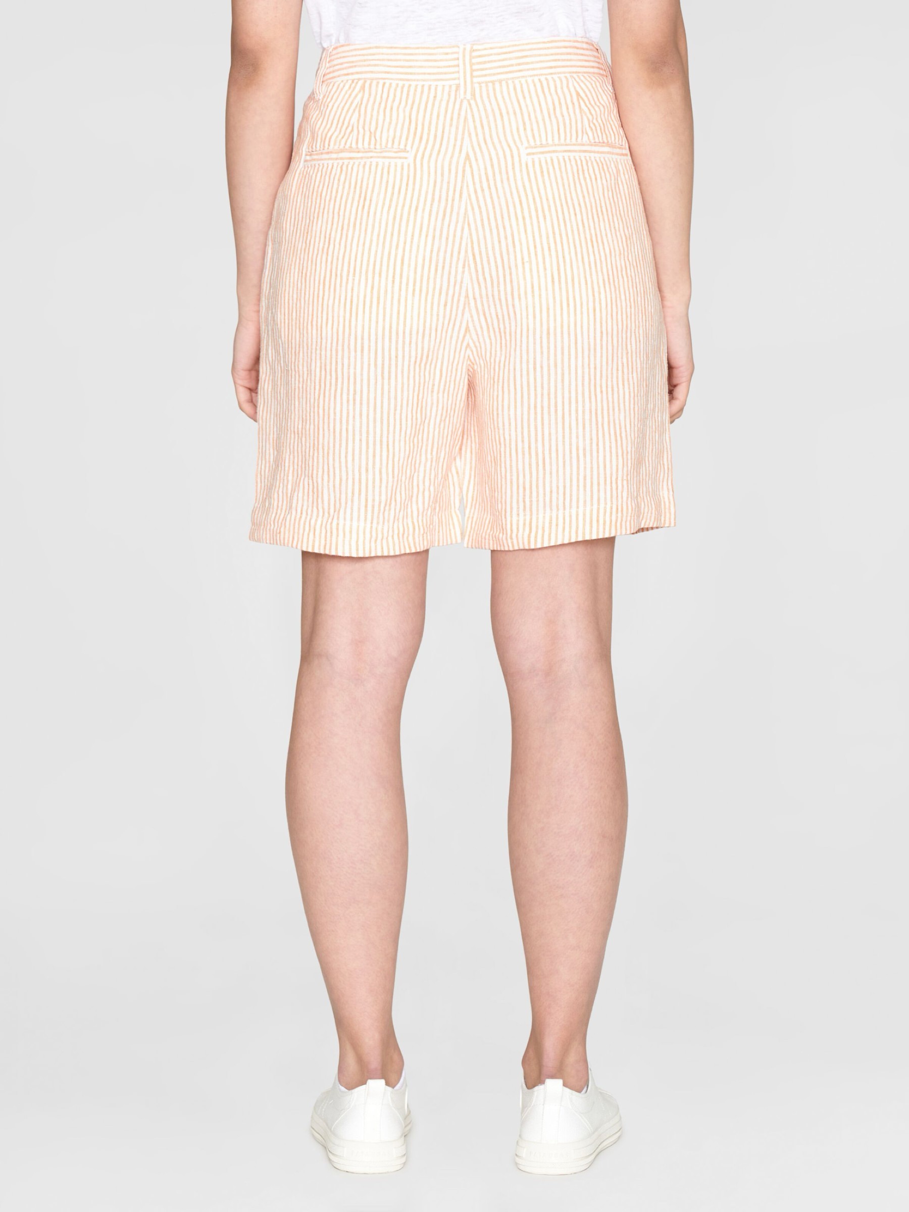 Kurze Hose Posey Wide High-Rise Striped Linen Shorts orange Knowledge Cotton Apparel