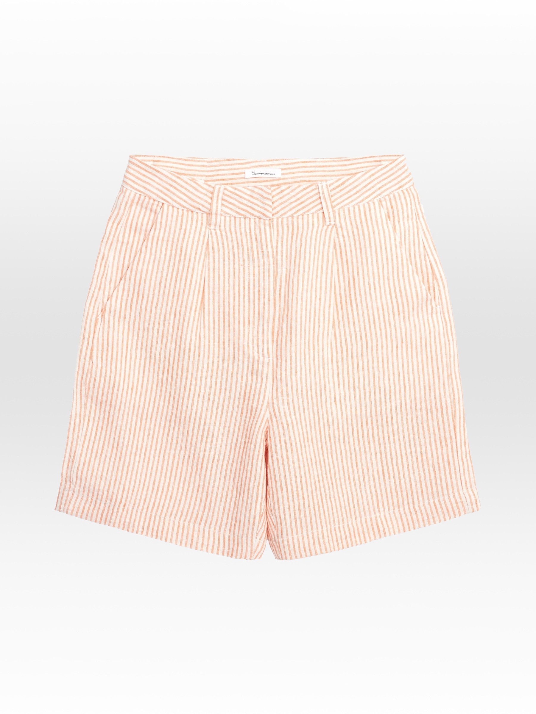 Kurze Hose Posey Wide High-Rise Striped Linen Shorts orange Knowledge Cotton Apparel