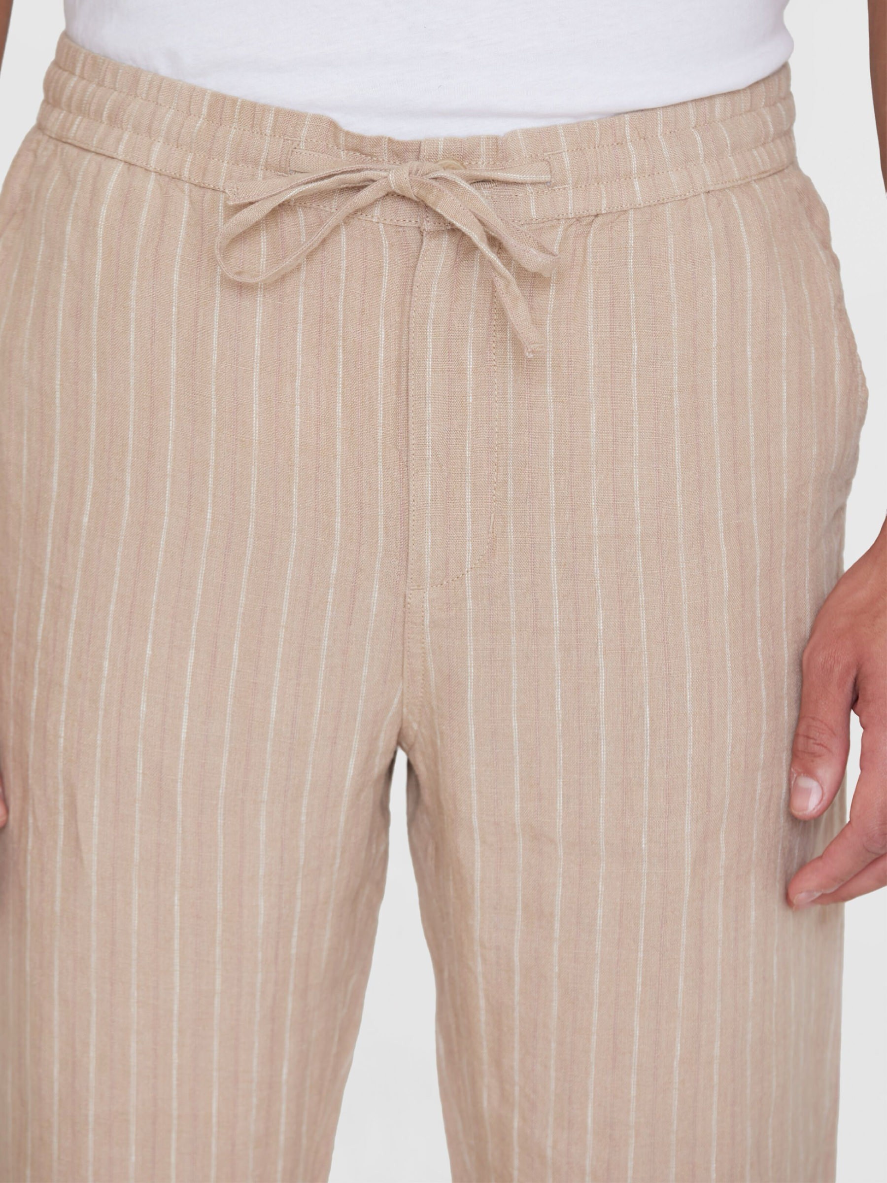 Hose Fig Loose Striped Linen Pants beige stripe Knowledge Cotton Apparel