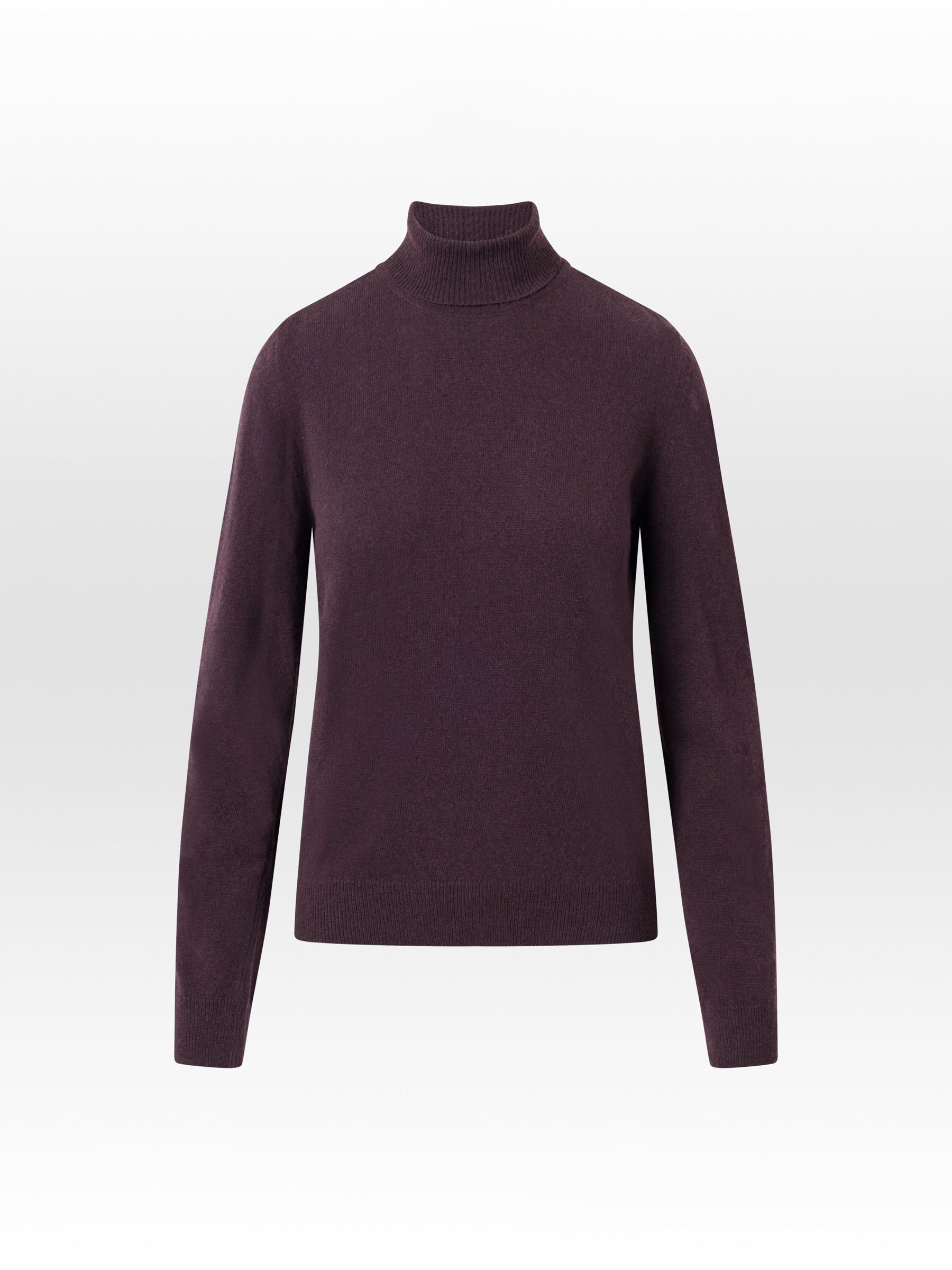 Pullover Lambswool Roll Neck chocolate plum Knowledge Cotton Apparel