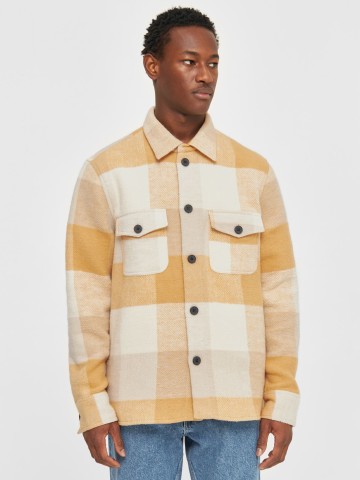 Hemd Checked Overshirt yellow check Knowledge Cotton Apparel