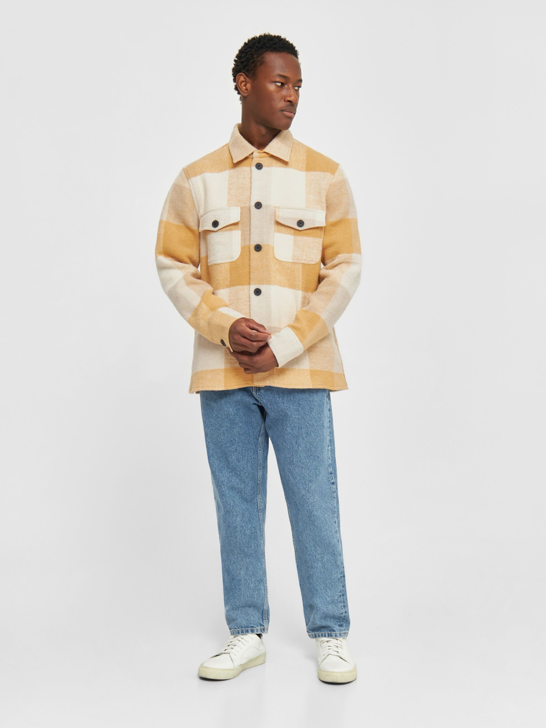 Hemd Checked Overshirt yellow check Knowledge Cotton Apparel